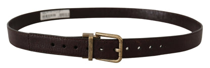 Dolce & Gabbana Bruine Kalfsleren Vintage Logo Metalen Gesp Riem