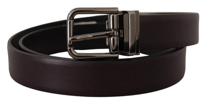 Dolce & Gabbana Donkerpaarse Leren Box Borchia Metalen Gesp Riem