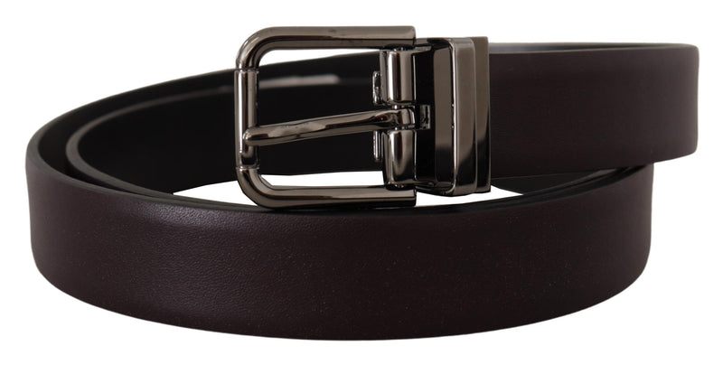 Ceinture en cuir violet foncé Dolce &amp; Gabbana avec boucle en métal Borchia