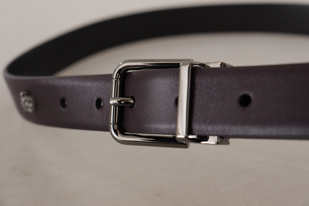Ceinture en cuir violet foncé Dolce &amp; Gabbana avec boucle en métal Borchia