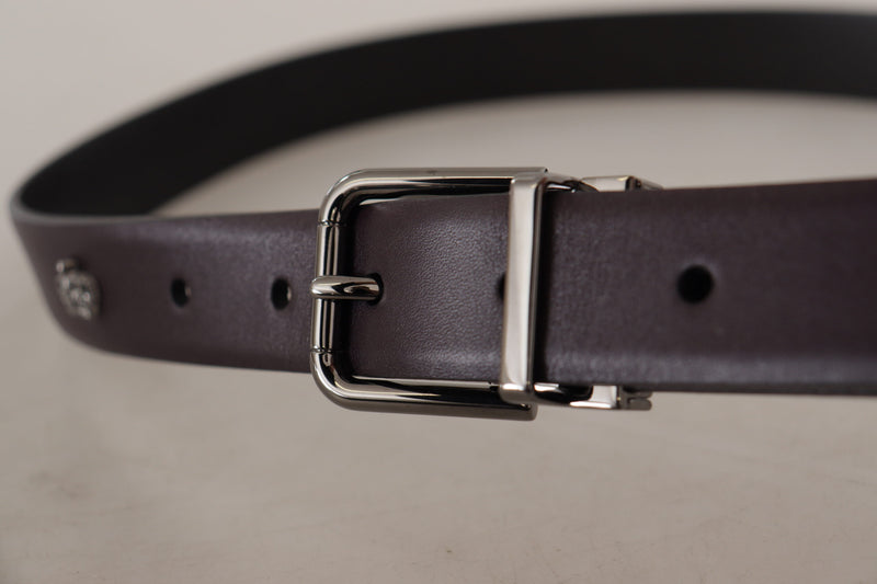 Ceinture en cuir violet foncé Dolce &amp; Gabbana avec boucle en métal Borchia