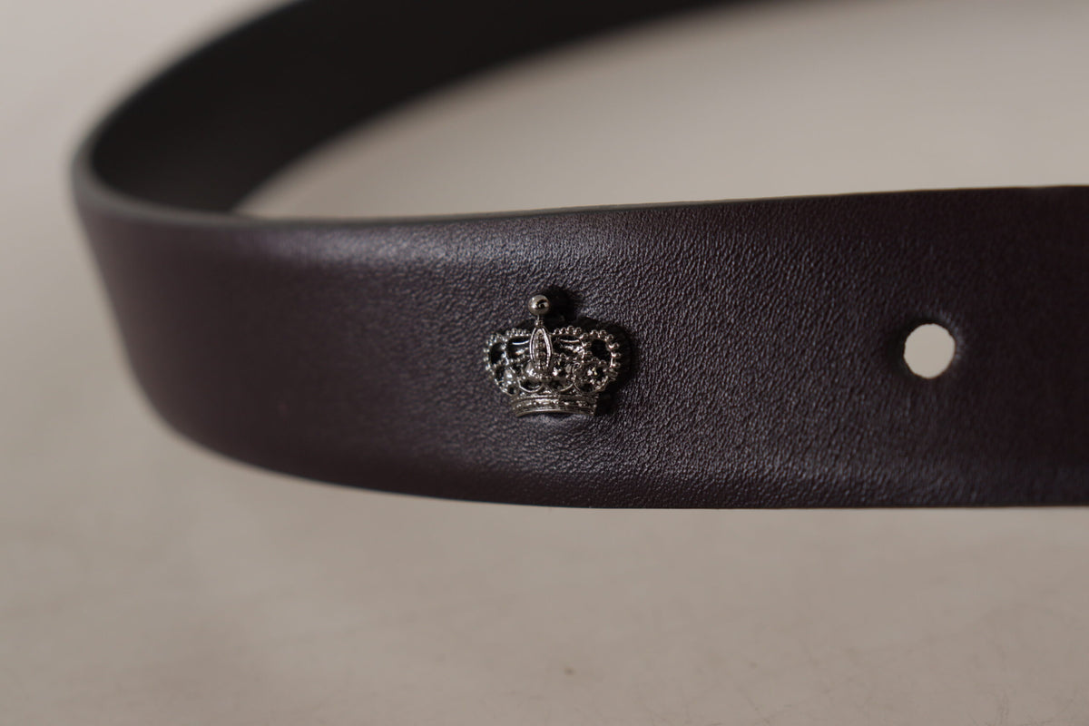 Ceinture en cuir violet foncé Dolce &amp; Gabbana avec boucle en métal Borchia