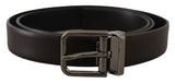 Ceinture en cuir violet foncé Dolce &amp; Gabbana avec boucle en métal Borchia