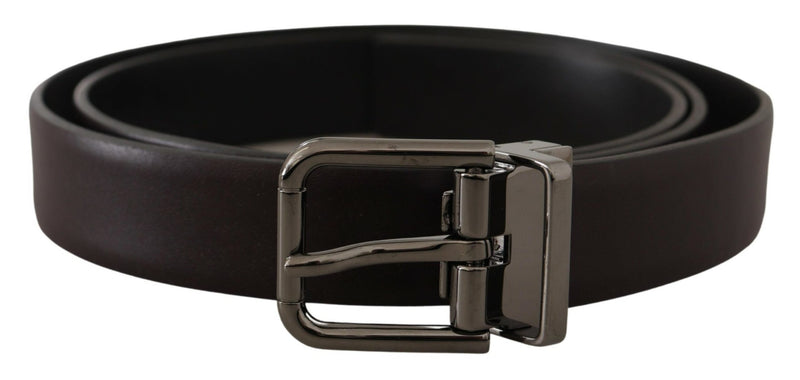 Ceinture en cuir violet foncé Dolce &amp; Gabbana avec boucle en métal Borchia