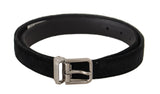 Ceinture Dolce &amp; Gabbana en velours noir décontracté avec boucle en métal argenté et logo