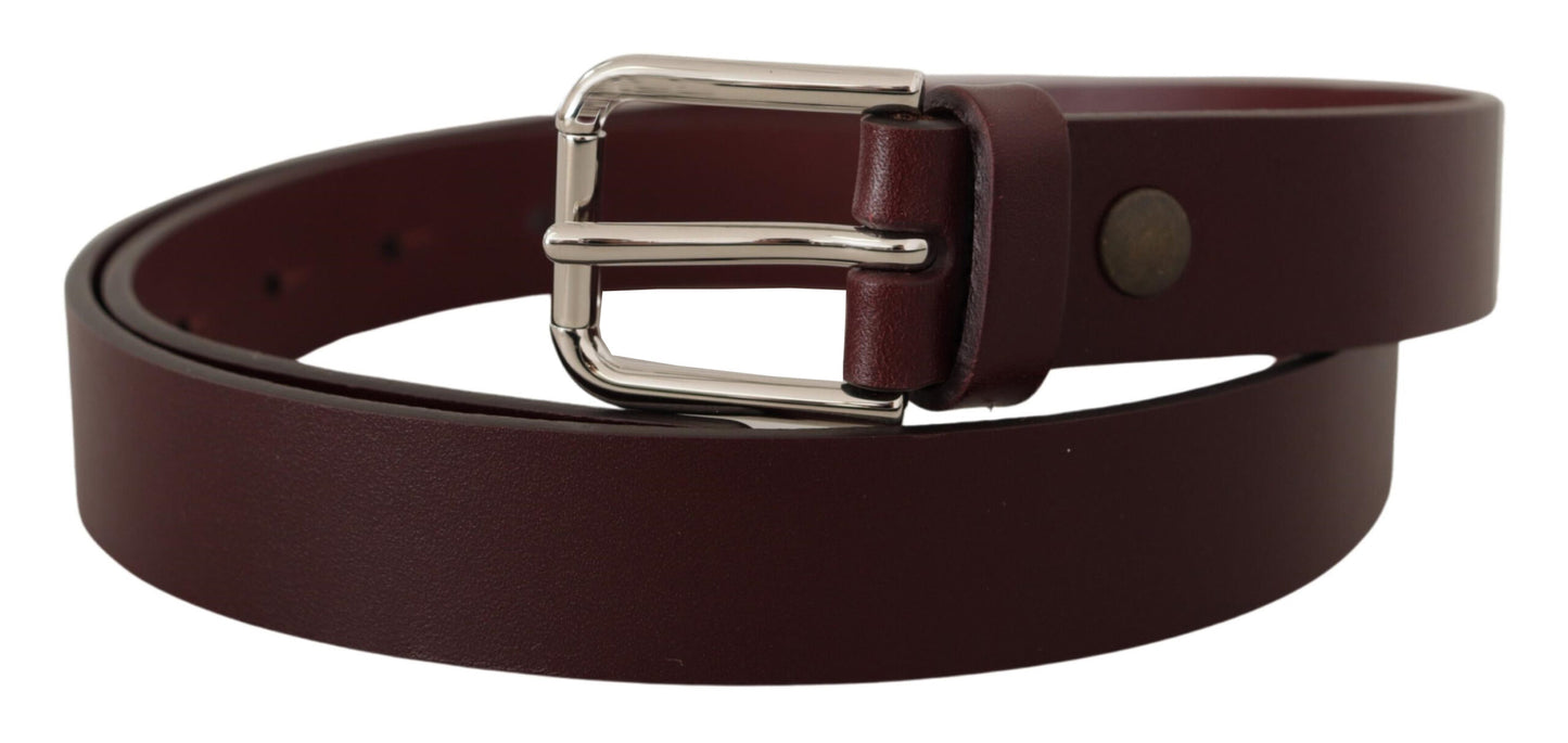 Dolce & Gabbana kastanjebruine kalfsleren riem met zilveren metalen gesp