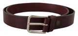 Ceinture Dolce &amp; Gabbana en cuir de veau marron avec boucle en métal argenté