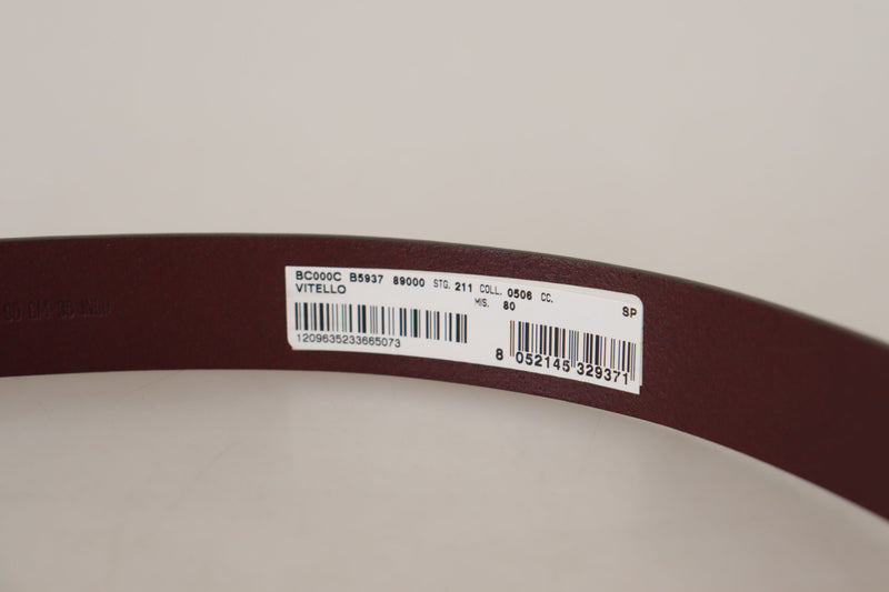 Ceinture Dolce &amp; Gabbana en cuir de veau marron avec boucle en métal argenté