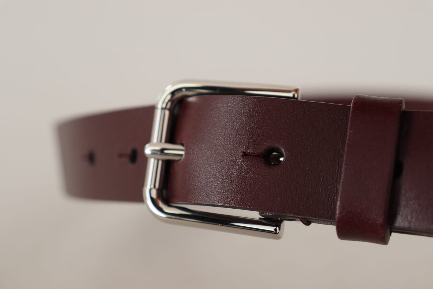 Dolce & Gabbana kastanjebruine kalfsleren riem met zilveren metalen gesp