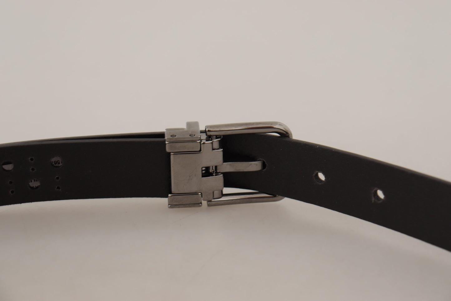 Dolce & Gabbana donkerpaarse geperforeerde leren riem met metalen gesp