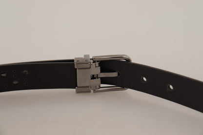 Dolce & Gabbana donkerpaarse geperforeerde leren riem met metalen gesp