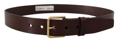 Dolce & Gabbana Bruine Gepolijste Leren Goudkleurige Metalen Gesp Riem