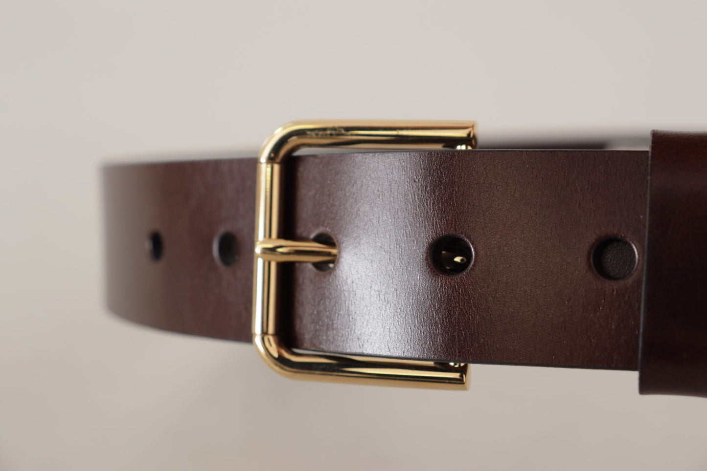Dolce & Gabbana Bruine Gepolijste Leren Goudkleurige Metalen Gesp Riem