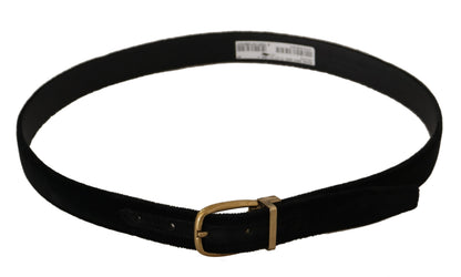 Ceinture Dolce &amp; Gabbana en cuir velours noir avec boucle en métal doré