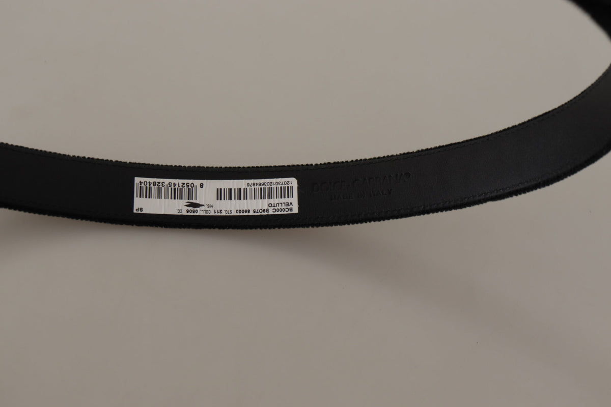 Ceinture Dolce &amp; Gabbana en cuir velours noir avec boucle en métal doré