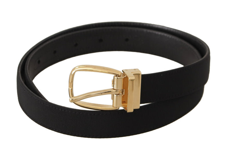 Ceinture Dolce &amp; Gabbana en toile noire et cuir avec boucle en métal doré