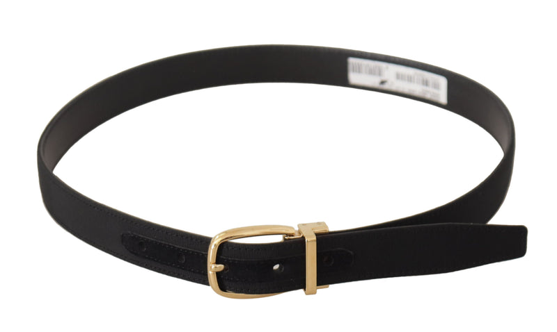 Ceinture Dolce &amp; Gabbana en toile noire et cuir avec boucle en métal doré