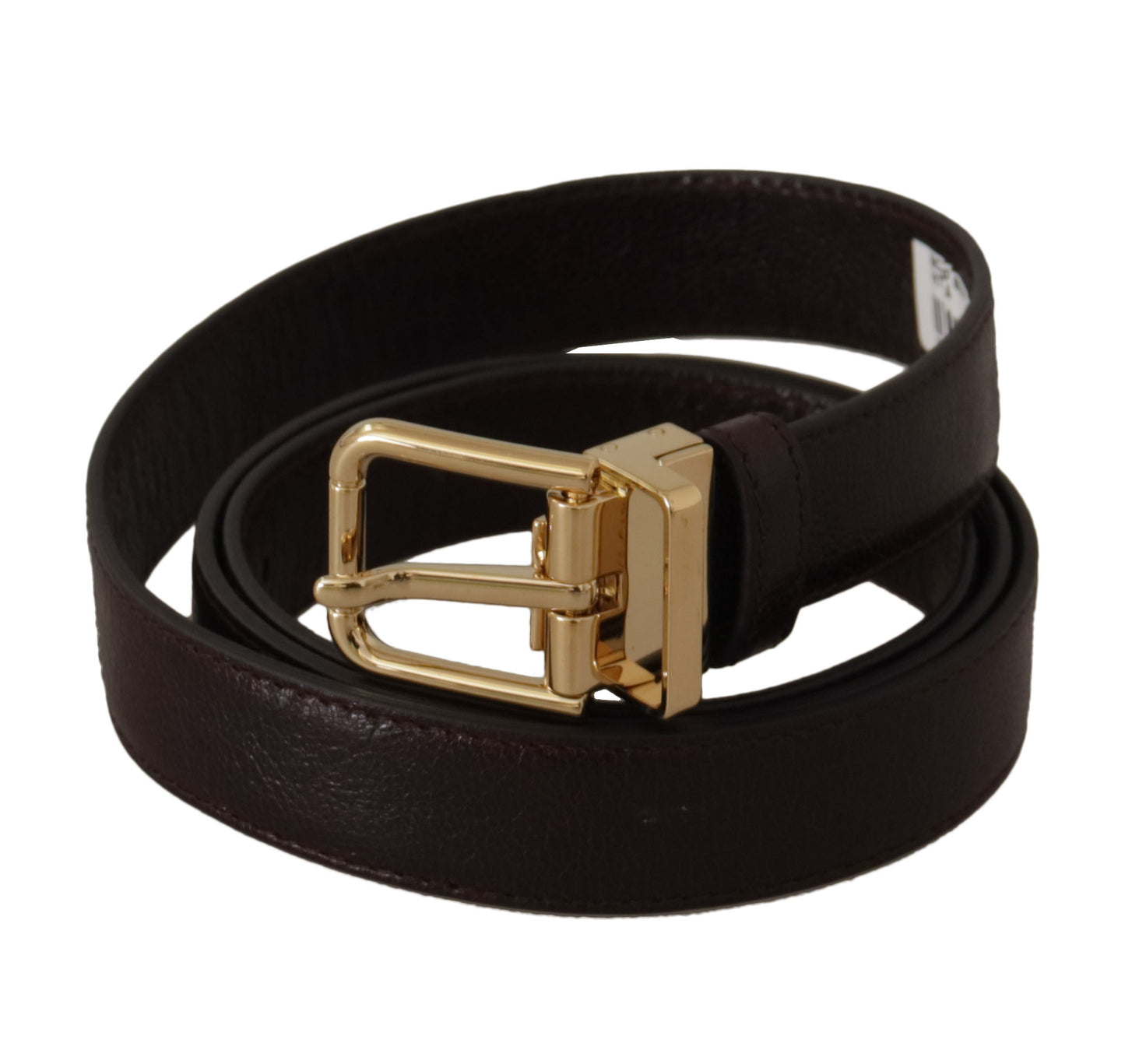 Ceinture Dolce &amp; Gabbana en cuir marron avec boucle en métal doré