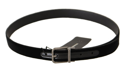 Ceinture Dolce &amp; Gabbana en coton noir avec boucle en métal argenté