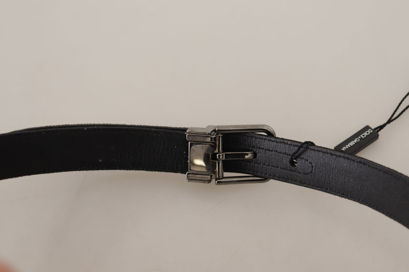 Ceinture Dolce &amp; Gabbana en coton noir avec boucle en métal argenté