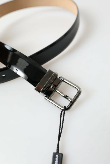 Dolce &amp; Gabbana Zwarte Kalfsleren Herenriem met Metalen Gesp