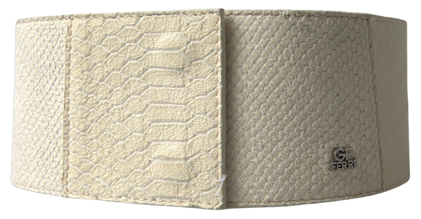 Ceinture large en coton ciré blanc cassé GF Ferre