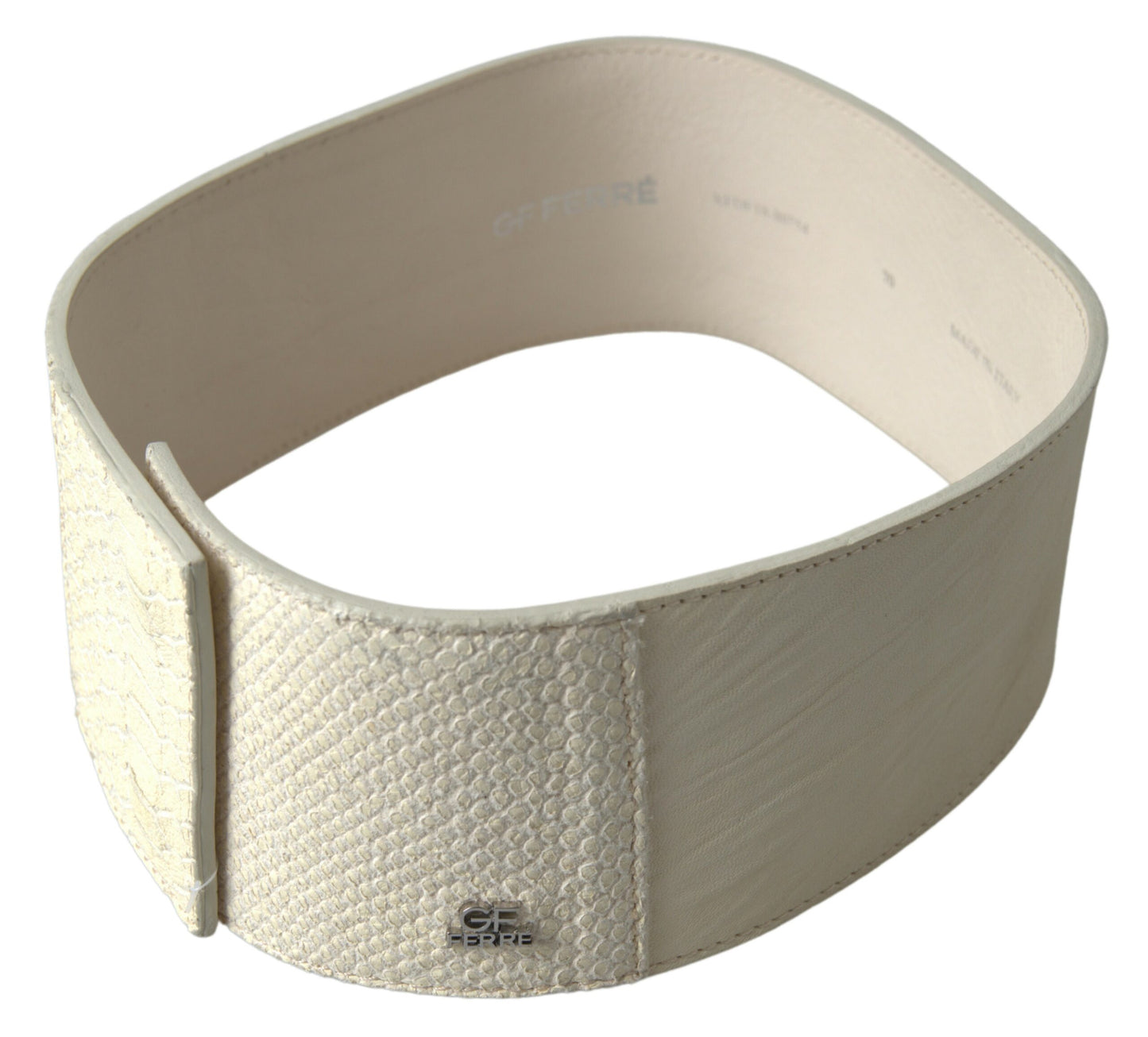 Ceinture large en coton ciré blanc cassé GF Ferre
