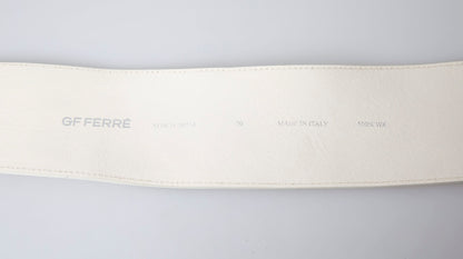 Ceinture large en coton ciré blanc cassé GF Ferre