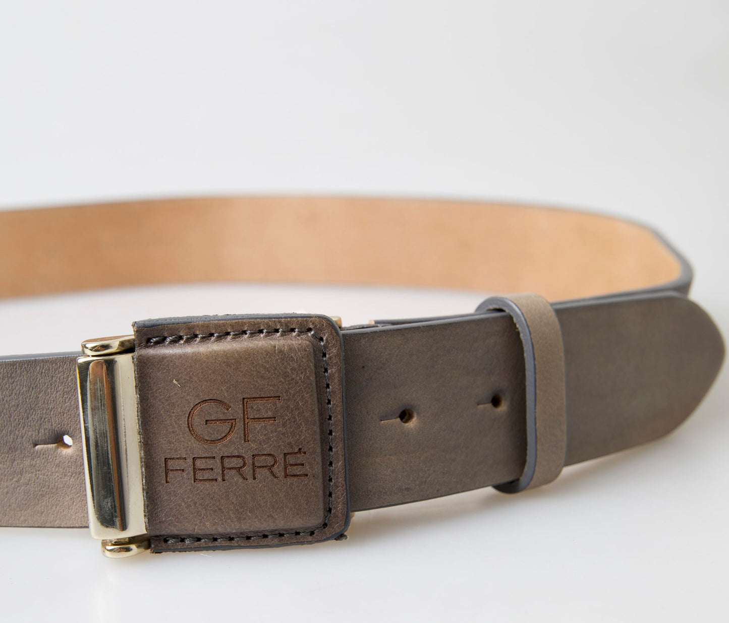 GF Ferre Bruine Leren Mode Logo Gesp Taille Riem