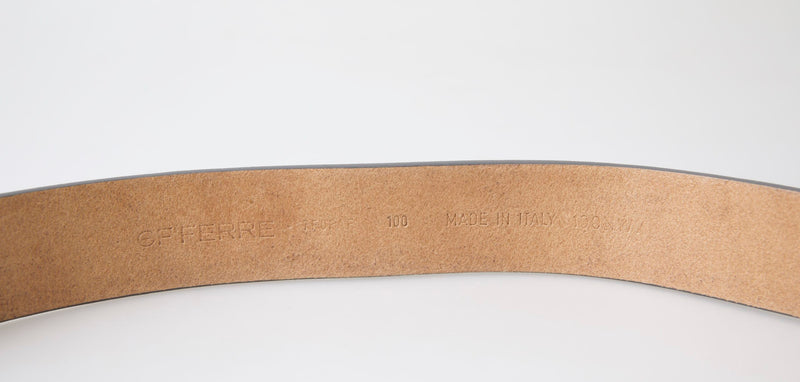GF Ferre Brown Leather Fashion Logo Buckle Waist Belt