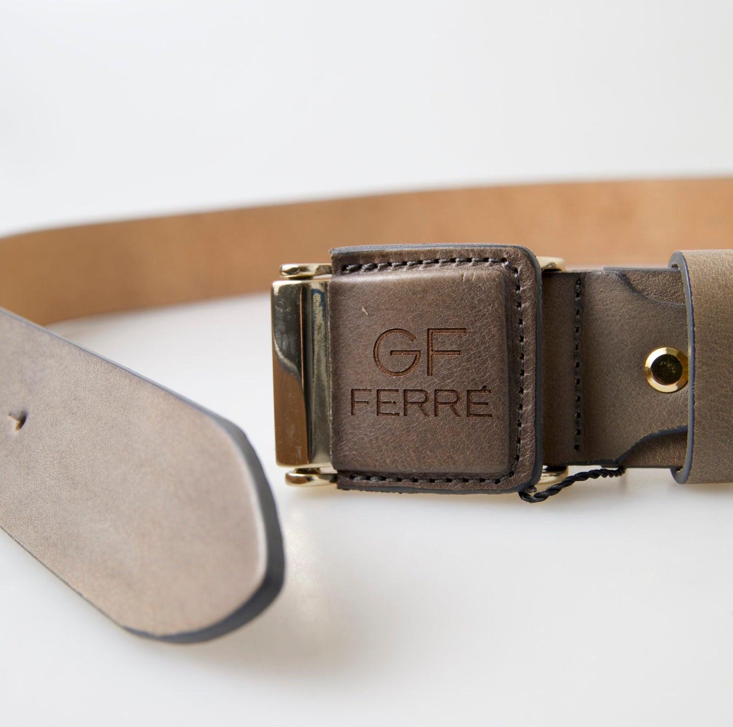 GF Ferre Bruine Leren Mode Logo Gesp Taille Riem