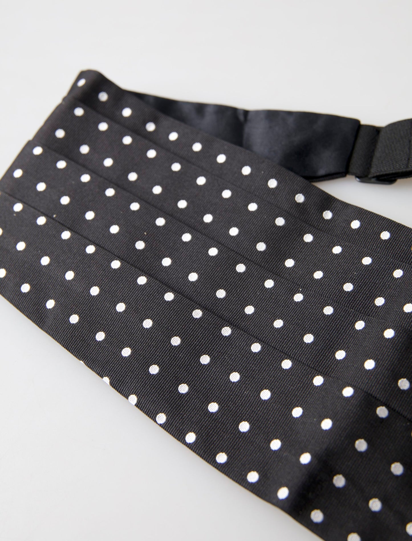 Dolce &amp; Gabbana Zwarte Zijden Polka Taille Tuxedo Riem Cummerbund