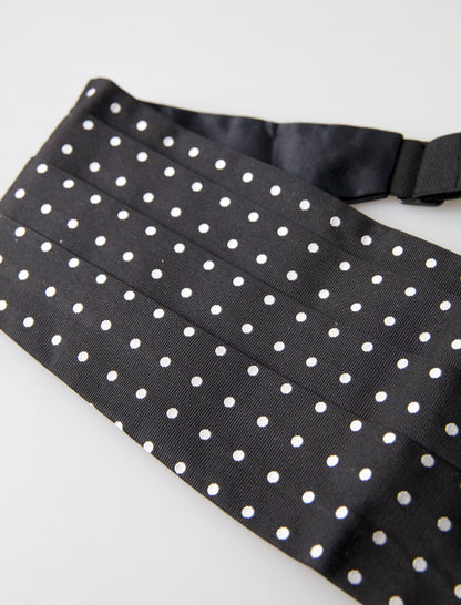 Dolce &amp; Gabbana Zwarte Zijden Polka Taille Tuxedo Riem Cummerbund