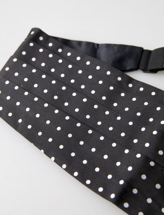 Dolce &amp; Gabbana Zwarte Zijden Polka Taille Tuxedo Riem Cummerbund