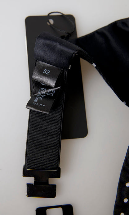 Dolce &amp; Gabbana Zwarte Zijden Polka Taille Tuxedo Riem Cummerbund