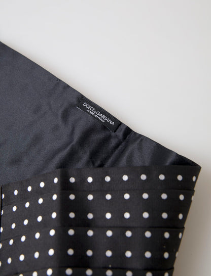 Dolce &amp; Gabbana Zwarte Zijden Polka Taille Tuxedo Riem Cummerbund