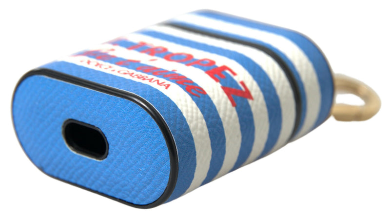 Dolce & Gabbana Blue Stripe Dauphine Leather Airpod Case