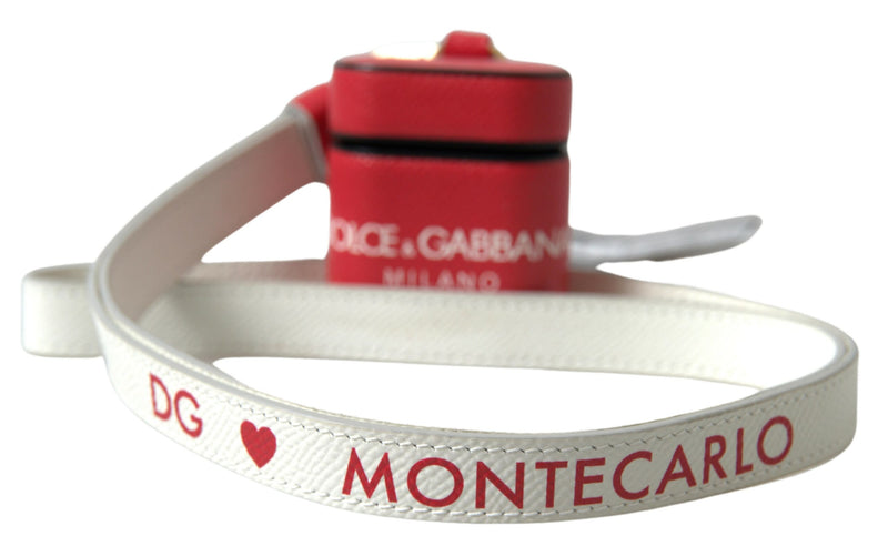 Dolce & Gabbana Red Leather Airpods Case with Gold Logo