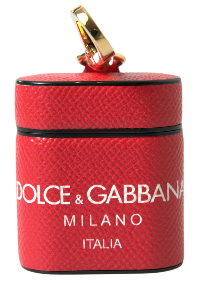 Dolce & Gabbana Red Leather Airpods Case with Gold Logo