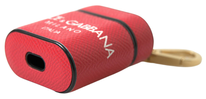 Dolce & Gabbana Red Leather Airpods Case with Gold Logo