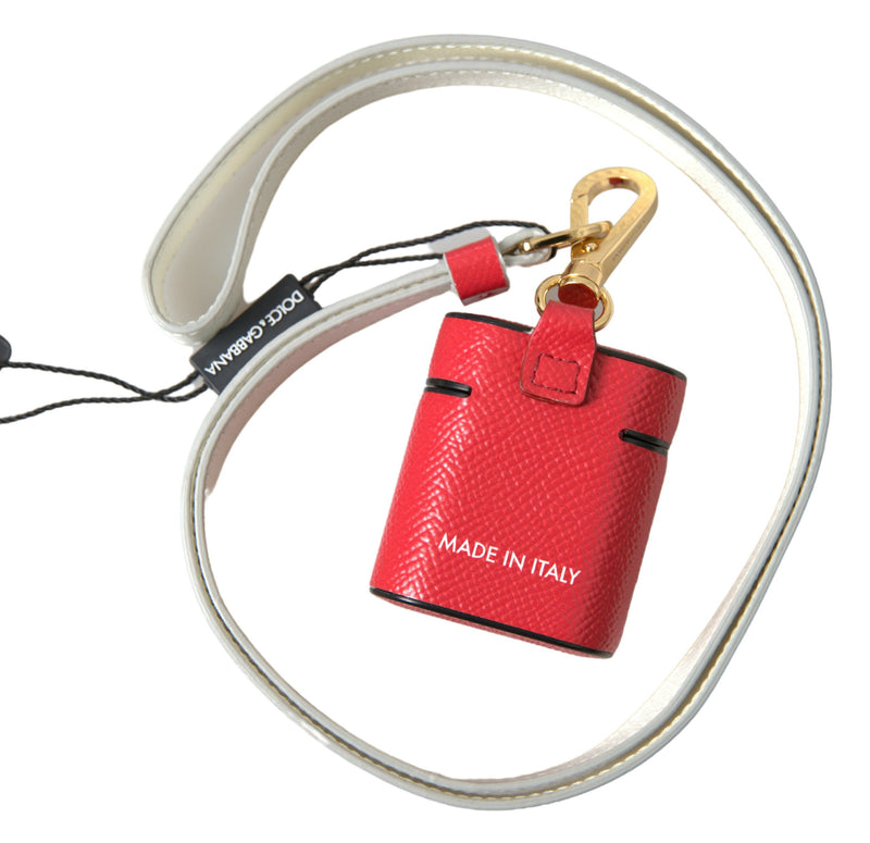 Dolce & Gabbana Red Leather Airpods Case with Gold Logo