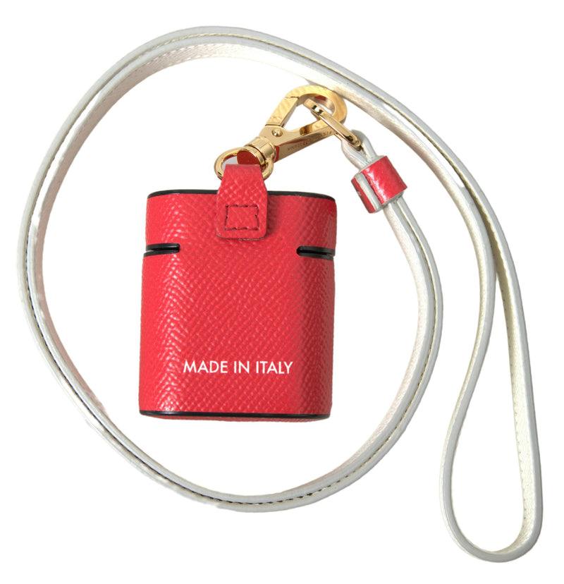 Dolce & Gabbana Red Leather Airpods Case with Gold Logo
