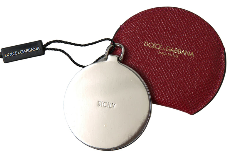 Dolce & Gabbana Red Calfskin Leather Hand Mirror Holder
