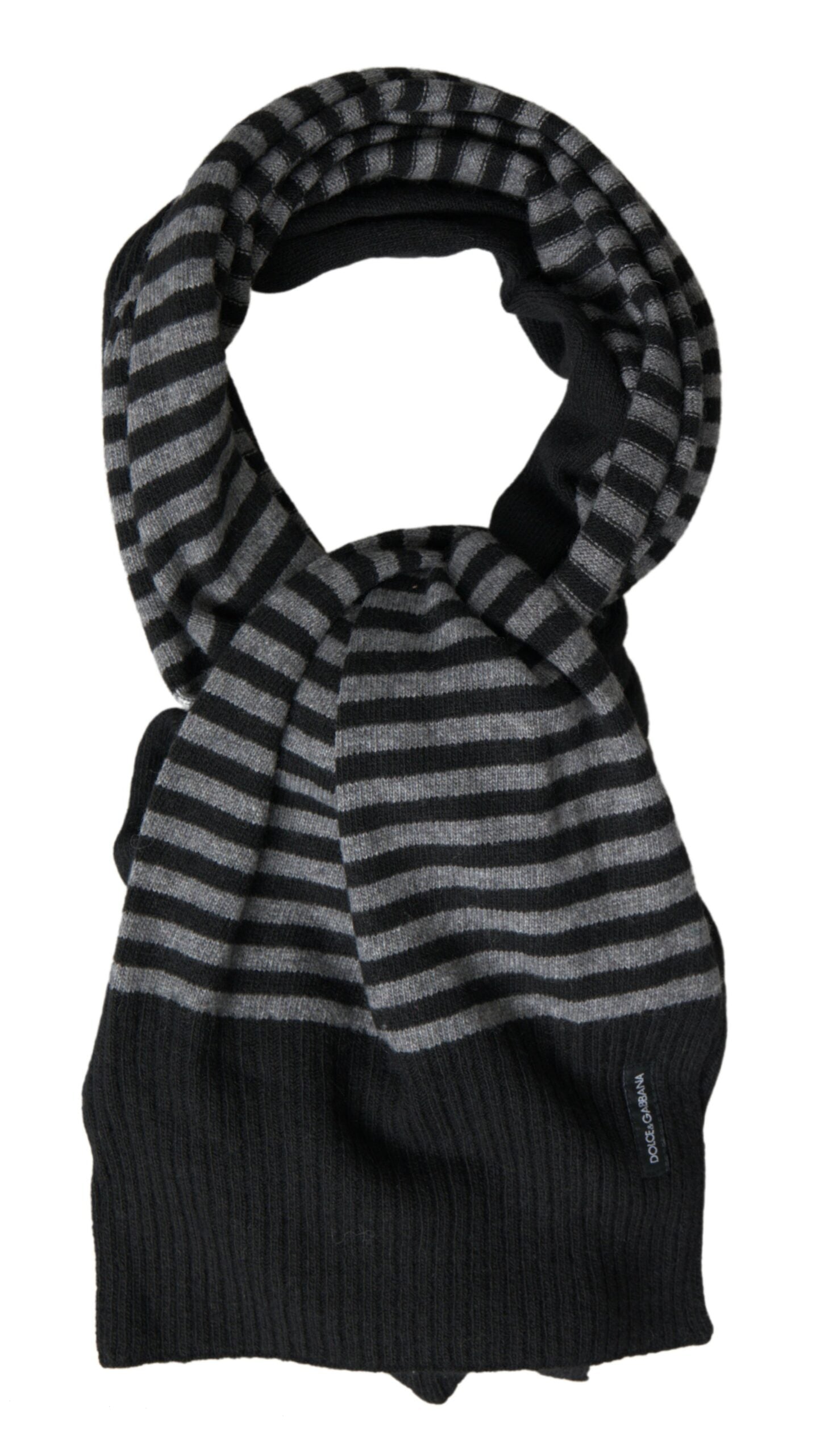 Foulard châle en laine à rayures noires et grises Dolce & Gabbana