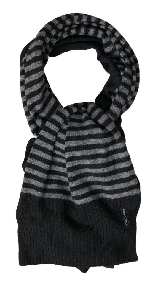 Foulard châle en laine à rayures noires et grises Dolce & Gabbana