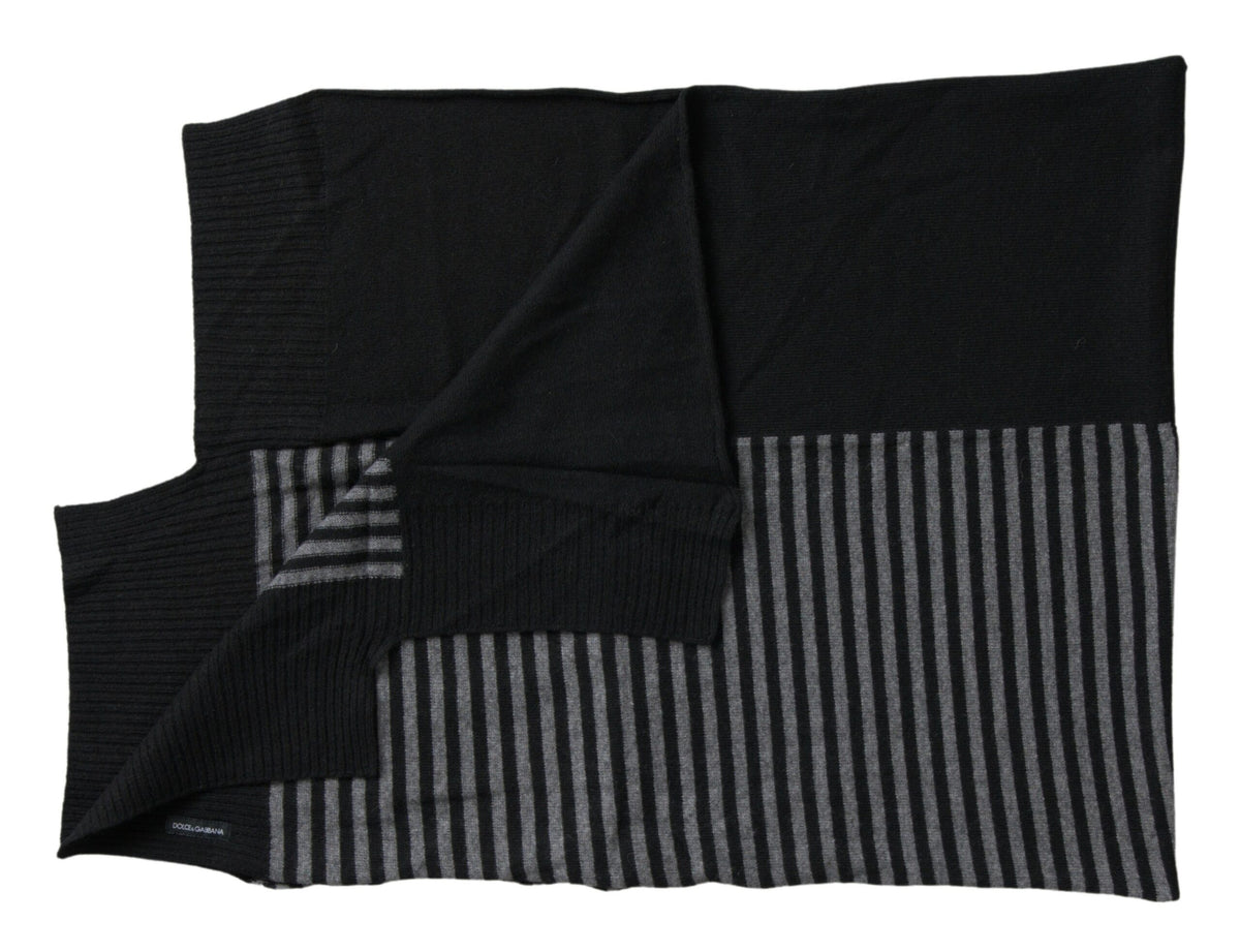 Foulard châle en laine à rayures noires et grises Dolce &amp; Gabbana