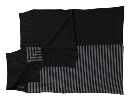 Foulard châle en laine à rayures noires et grises Dolce & Gabbana