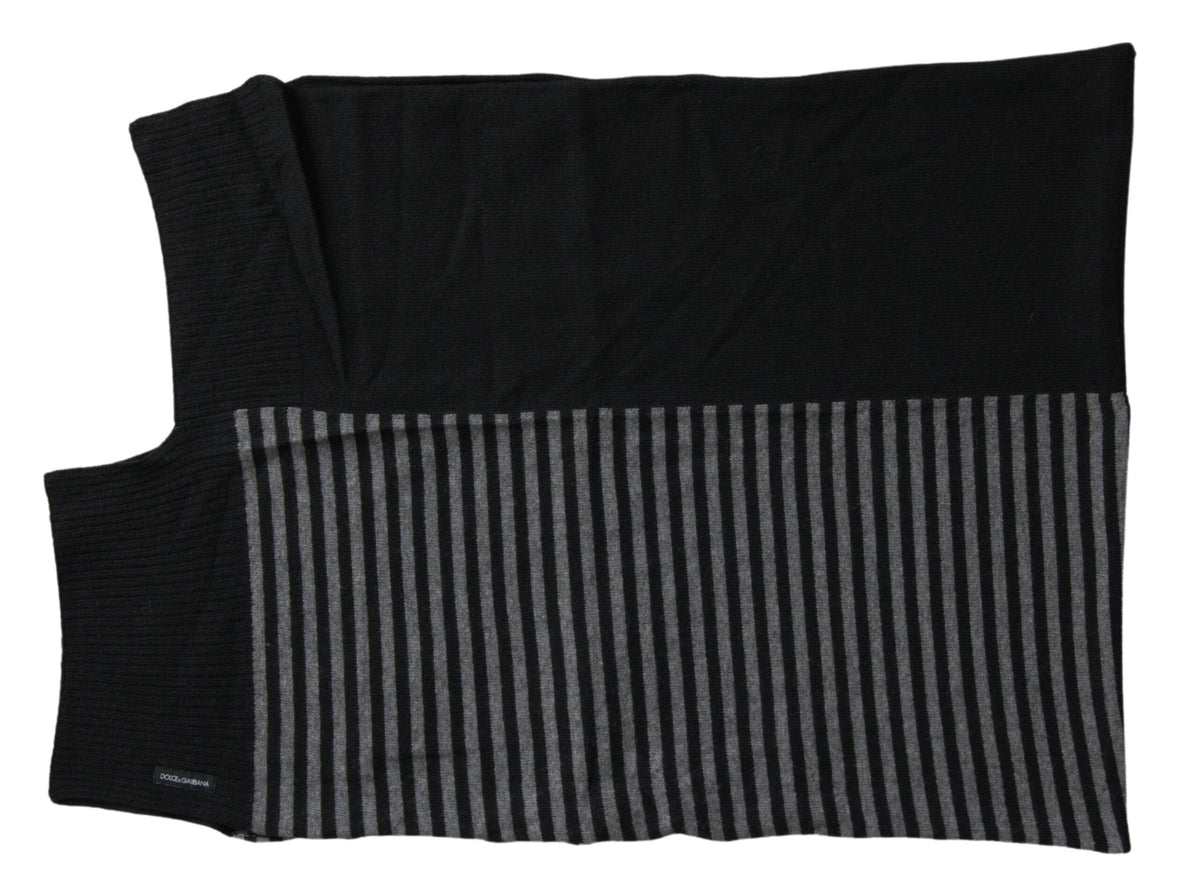 Foulard châle en laine à rayures noires et grises Dolce &amp; Gabbana