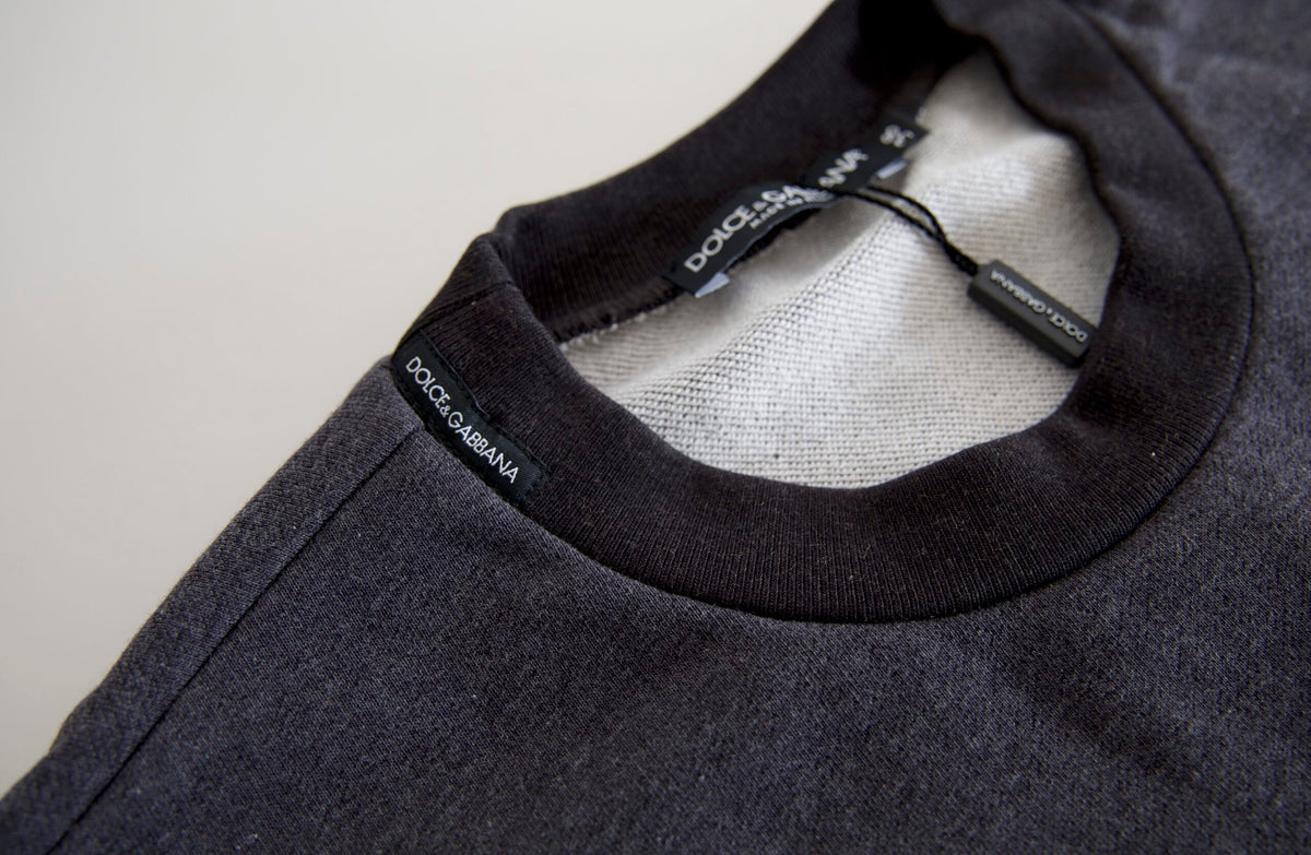 Pull en coton gris foncé Dolce & Gabbana à col rond