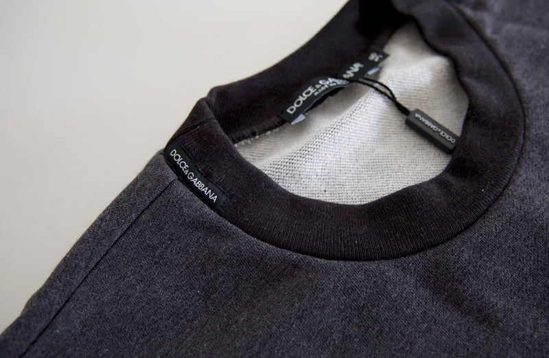 Pull en coton gris foncé Dolce & Gabbana à col rond